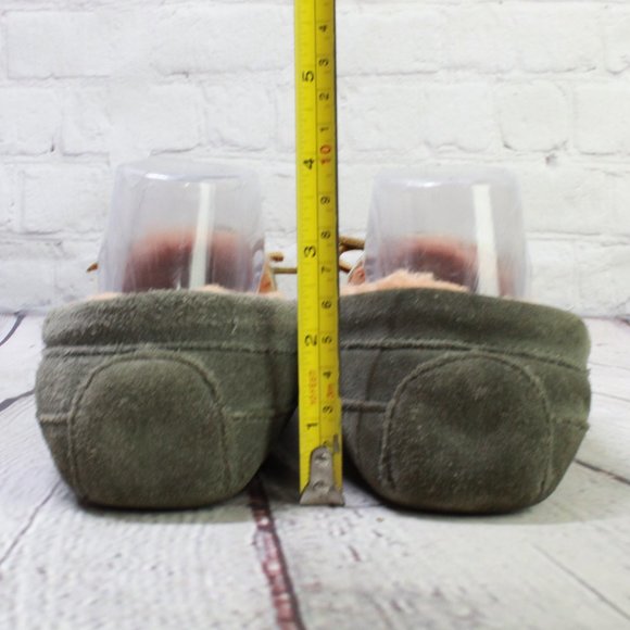 LL Bean Green Suede Wicked Good Shearling Lined Moccasin Slippers Size 6 - Picture 7 of 9